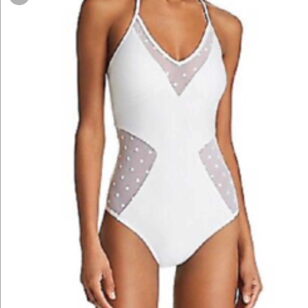 Ella Moss white sheer dot swim suit